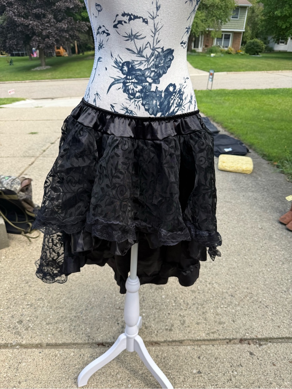 Black Tiered Lace Gothic Skirt -adult plus size
